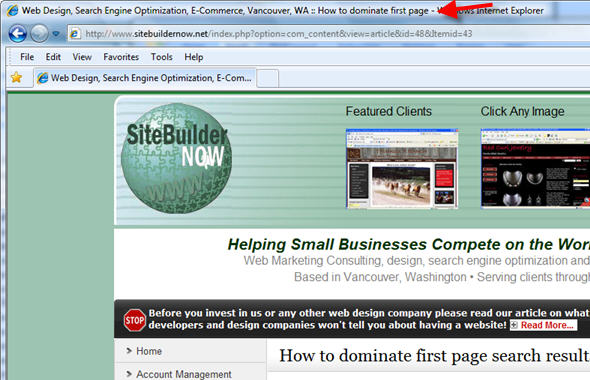 Page titles tell search engines and site visitors what your site is about